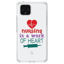 DistinctInk® Clear Shockproof Hybrid Case for Apple iPhone / Samsung Galaxy / Google Pixel - Nursing is a Work of Heart