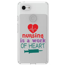 DistinctInk® Clear Shockproof Hybrid Case for Apple iPhone / Samsung Galaxy / Google Pixel - Nursing is a Work of Heart