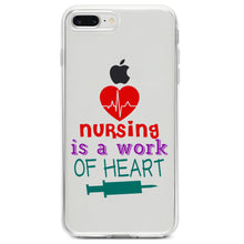 DistinctInk® Clear Shockproof Hybrid Case for Apple iPhone / Samsung Galaxy / Google Pixel - Nursing is a Work of Heart