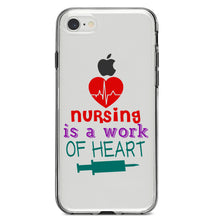 DistinctInk® Clear Shockproof Hybrid Case for Apple iPhone / Samsung Galaxy / Google Pixel - Nursing is a Work of Heart