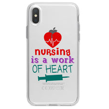 DistinctInk® Clear Shockproof Hybrid Case for Apple iPhone / Samsung Galaxy / Google Pixel - Nursing is a Work of Heart