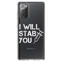 DistinctInk® Clear Shockproof Hybrid Case for Apple iPhone / Samsung Galaxy / Google Pixel - I Will Stab You Nurse Needle