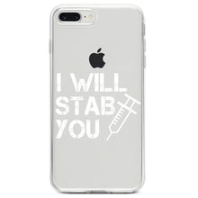 DistinctInk® Clear Shockproof Hybrid Case for Apple iPhone / Samsung Galaxy / Google Pixel - I Will Stab You Nurse Needle