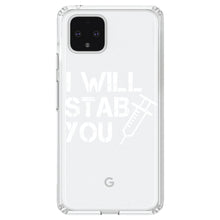 DistinctInk® Clear Shockproof Hybrid Case for Apple iPhone / Samsung Galaxy / Google Pixel - I Will Stab You Nurse Needle
