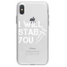 DistinctInk® Clear Shockproof Hybrid Case for Apple iPhone / Samsung Galaxy / Google Pixel - I Will Stab You Nurse Needle