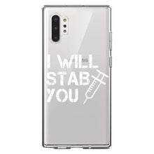 DistinctInk® Clear Shockproof Hybrid Case for Apple iPhone / Samsung Galaxy / Google Pixel - I Will Stab You Nurse Needle
