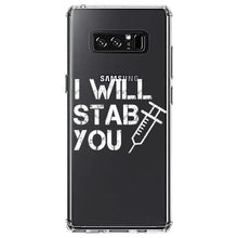 DistinctInk® Clear Shockproof Hybrid Case for Apple iPhone / Samsung Galaxy / Google Pixel - I Will Stab You Nurse Needle