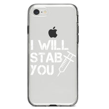 DistinctInk® Clear Shockproof Hybrid Case for Apple iPhone / Samsung Galaxy / Google Pixel - I Will Stab You Nurse Needle