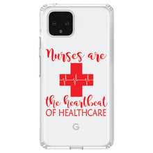 DistinctInk® Clear Shockproof Hybrid Case for Apple iPhone / Samsung Galaxy / Google Pixel - Nurses Are The Heartbeat of Healthcare