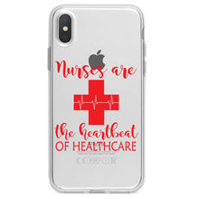 DistinctInk® Clear Shockproof Hybrid Case for Apple iPhone / Samsung Galaxy / Google Pixel - Nurses Are The Heartbeat of Healthcare