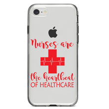 DistinctInk® Clear Shockproof Hybrid Case for Apple iPhone / Samsung Galaxy / Google Pixel - Nurses Are The Heartbeat of Healthcare