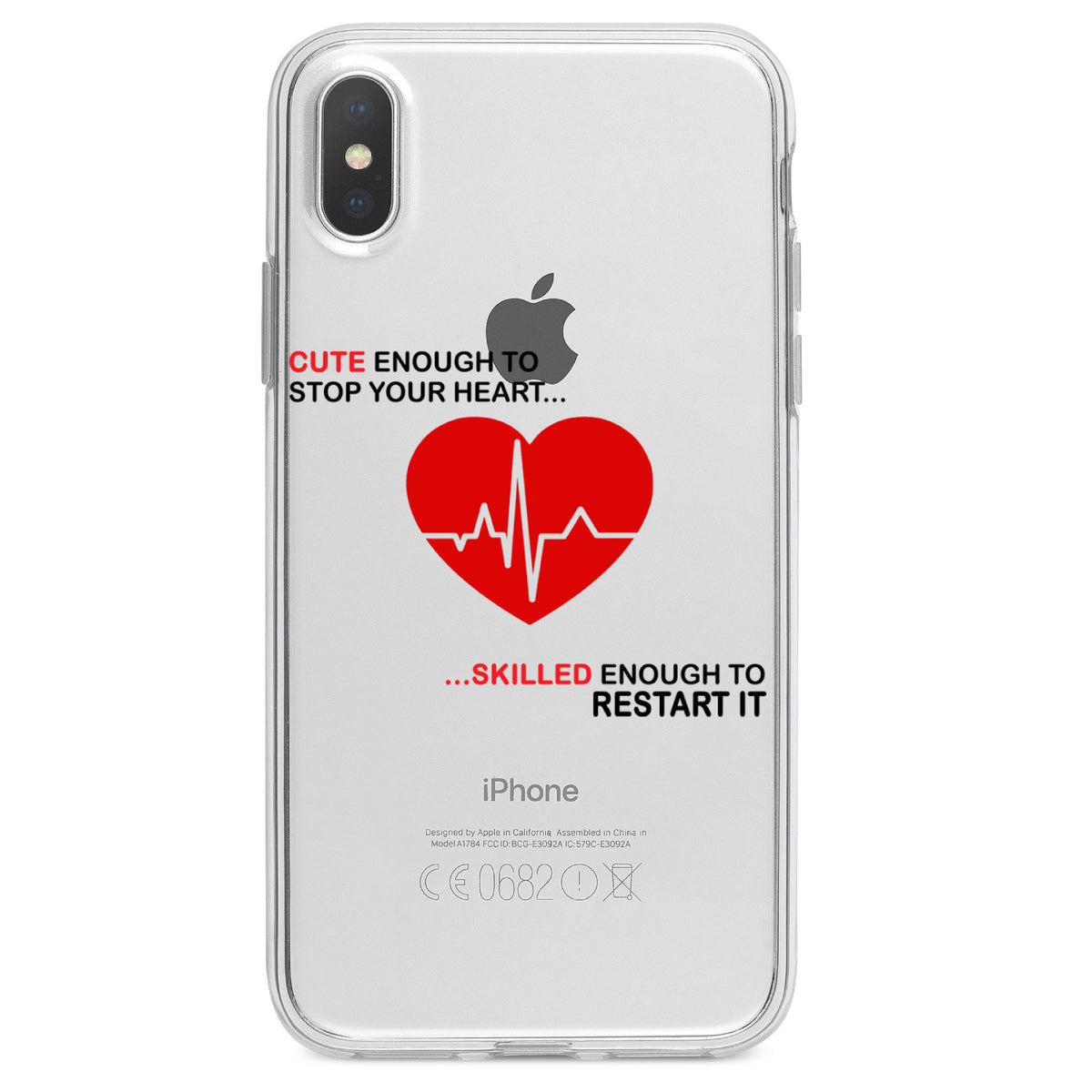 Cute Enough To Stop Your Heart Skilled Restart Clear Shockproof iPhone Case, view 4