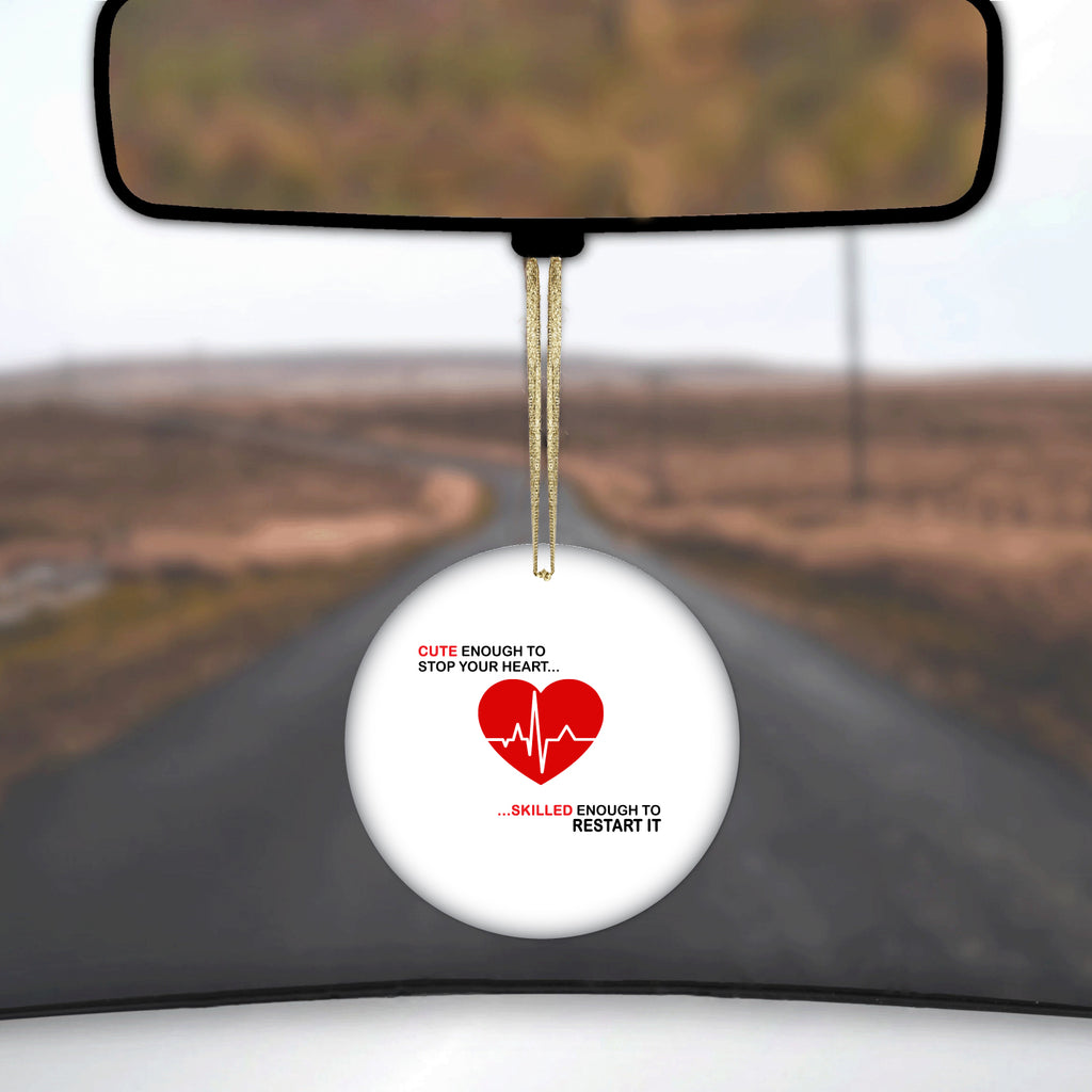 Cute Enough To Stop Your Heart Skilled Restart Ceramic Ornament, view 3