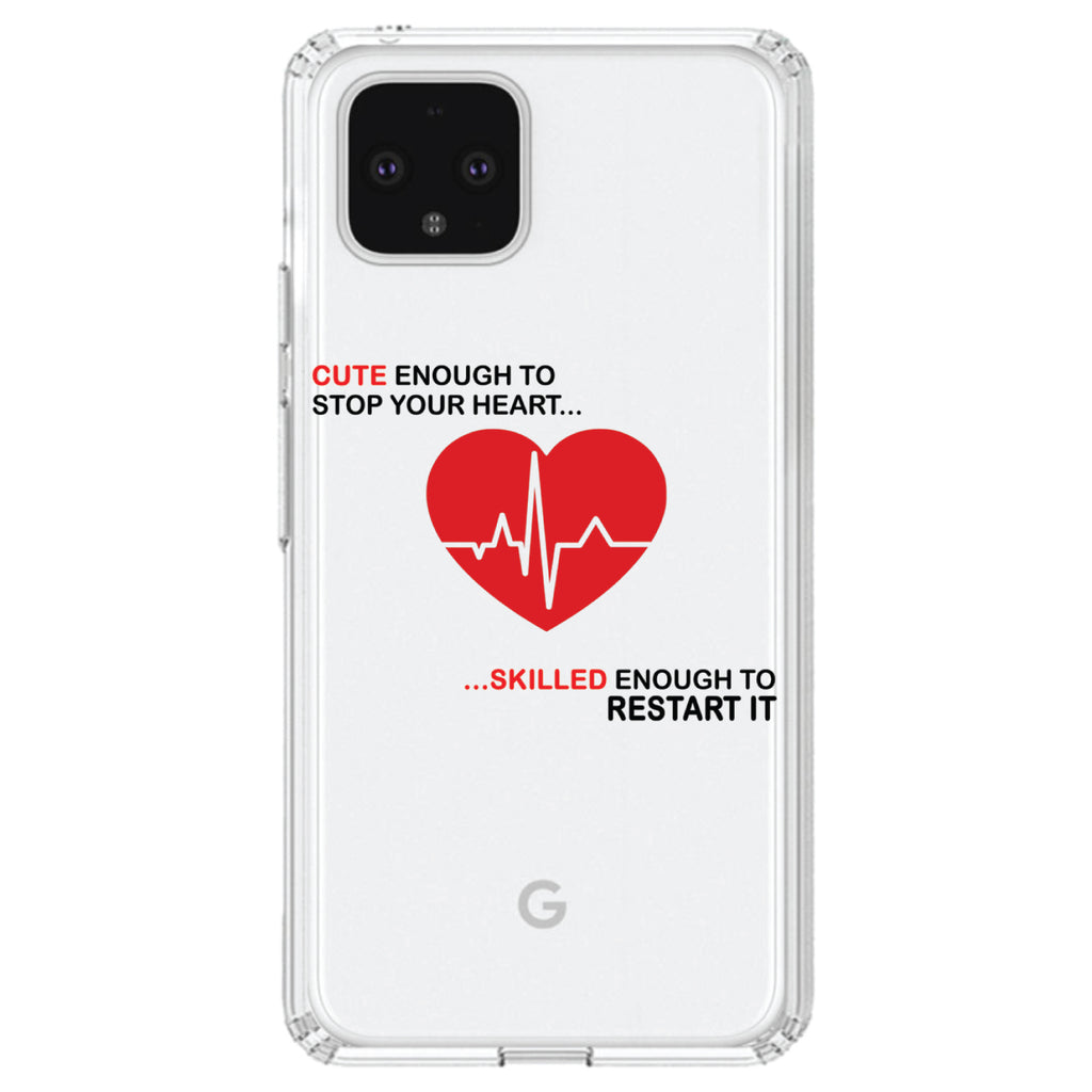 Cute Enough To Stop Your Heart Skilled Restart Clear Shockproof iPhone Case, view 23