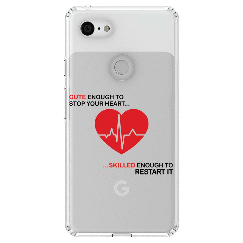Cute Enough To Stop Your Heart Skilled Restart Clear Shockproof iPhone Case, view 21