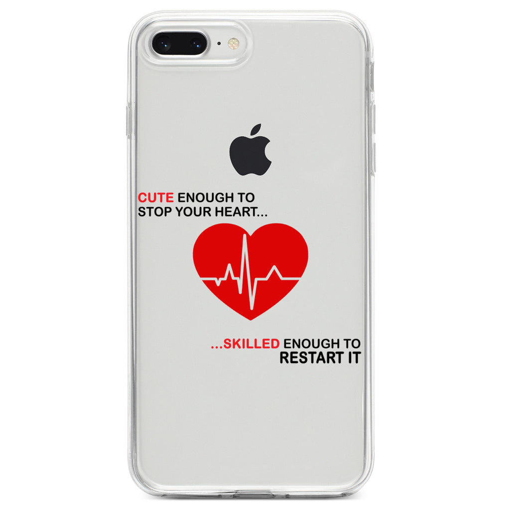 Cute Enough To Stop Your Heart Skilled Restart Clear Shockproof iPhone Case, view 6