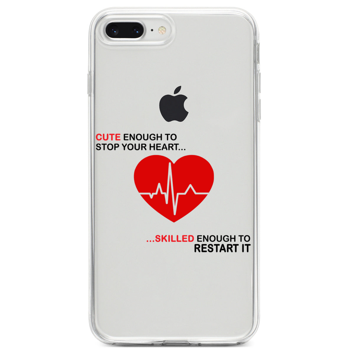Cute Enough To Stop Your Heart Skilled Restart Clear Shockproof iPhone Case, view 6