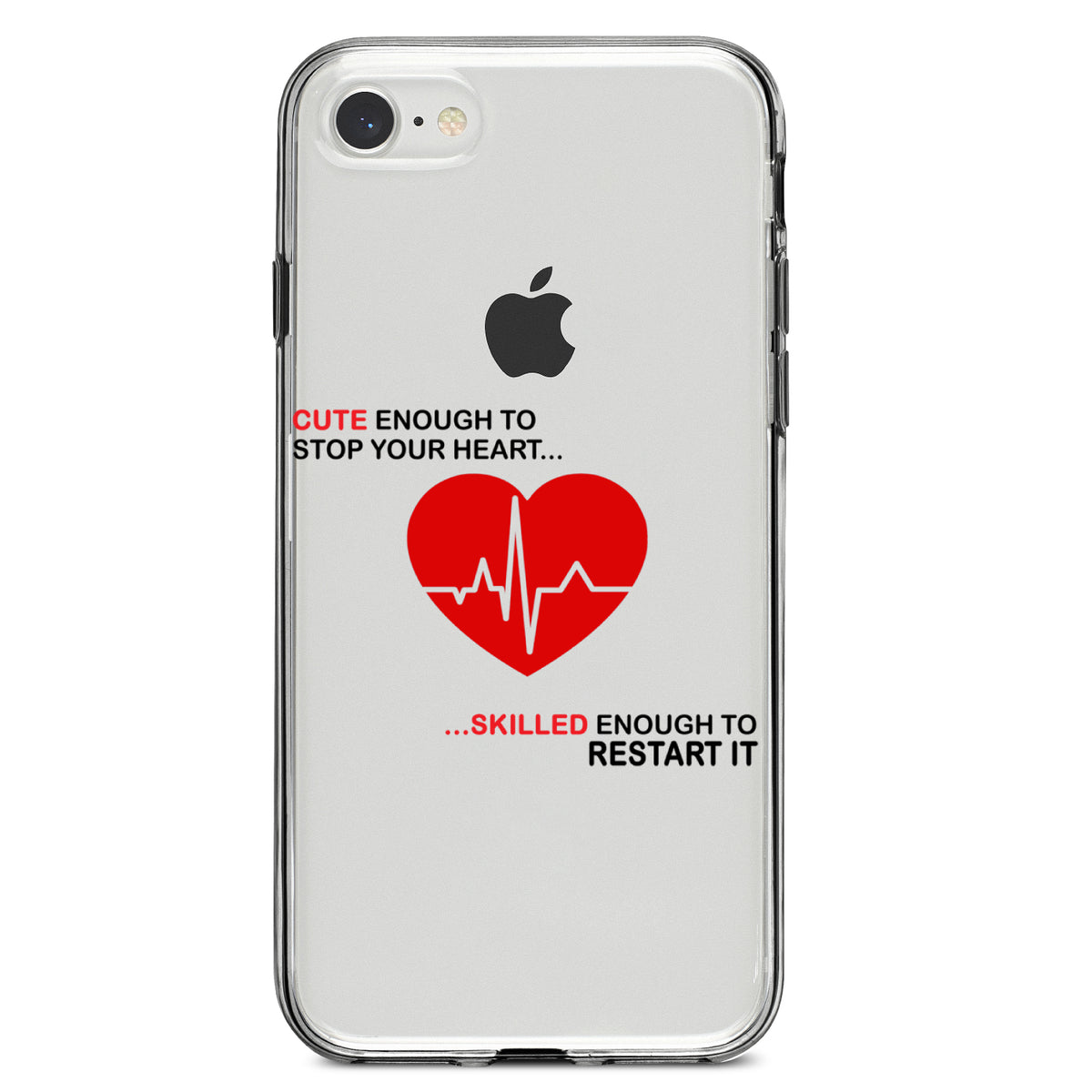 Cute Enough To Stop Your Heart Skilled Restart Clear Shockproof iPhone Case, view 5