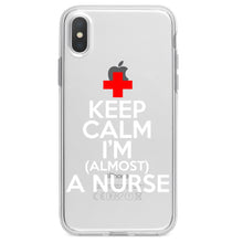 DistinctInk® Clear Shockproof Hybrid Case for Apple iPhone / Samsung Galaxy / Google Pixel - Keep Calm I'm Almost a Nurse