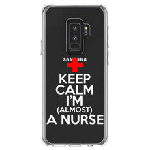 DistinctInk® Clear Shockproof Hybrid Case for Apple iPhone / Samsung Galaxy / Google Pixel - Keep Calm I'm Almost a Nurse