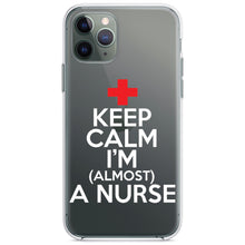 DistinctInk® Clear Shockproof Hybrid Case for Apple iPhone / Samsung Galaxy / Google Pixel - Keep Calm I'm Almost a Nurse