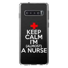 DistinctInk® Clear Shockproof Hybrid Case for Apple iPhone / Samsung Galaxy / Google Pixel - Keep Calm I'm Almost a Nurse