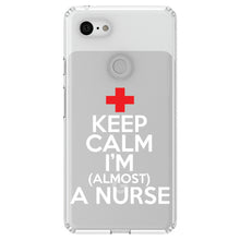 DistinctInk® Clear Shockproof Hybrid Case for Apple iPhone / Samsung Galaxy / Google Pixel - Keep Calm I'm Almost a Nurse