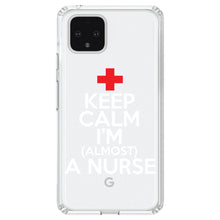 DistinctInk® Clear Shockproof Hybrid Case for Apple iPhone / Samsung Galaxy / Google Pixel - Keep Calm I'm Almost a Nurse
