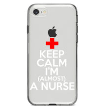 DistinctInk® Clear Shockproof Hybrid Case for Apple iPhone / Samsung Galaxy / Google Pixel - Keep Calm I'm Almost a Nurse