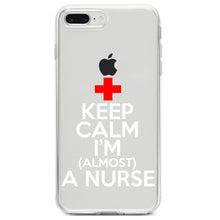 DistinctInk® Clear Shockproof Hybrid Case for Apple iPhone / Samsung Galaxy / Google Pixel - Keep Calm I'm Almost a Nurse