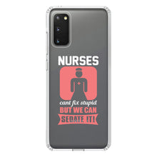 DistinctInk® Clear Shockproof Hybrid Case for Apple iPhone / Samsung Galaxy / Google Pixel - Nurses Can't Fix Stupid But Can Sedate It