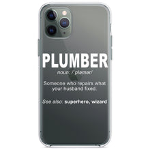 DistinctInk® Clear Shockproof Hybrid Case for Apple iPhone / Samsung Galaxy / Google Pixel - Plumber Definition - Fix What Your Husband Fixed