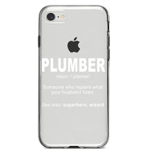 DistinctInk® Clear Shockproof Hybrid Case for Apple iPhone / Samsung Galaxy / Google Pixel - Plumber Definition - Fix What Your Husband Fixed