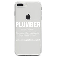 DistinctInk® Clear Shockproof Hybrid Case for Apple iPhone / Samsung Galaxy / Google Pixel - Plumber Definition - Fix What Your Husband Fixed