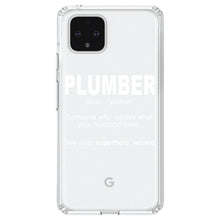 DistinctInk® Clear Shockproof Hybrid Case for Apple iPhone / Samsung Galaxy / Google Pixel - Plumber Definition - Fix What Your Husband Fixed
