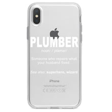 DistinctInk® Clear Shockproof Hybrid Case for Apple iPhone / Samsung Galaxy / Google Pixel - Plumber Definition - Fix What Your Husband Fixed
