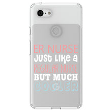 DistinctInk® Clear Shockproof Hybrid Case for Apple iPhone / Samsung Galaxy / Google Pixel - ER Nurse Just Like Regular But Cooler