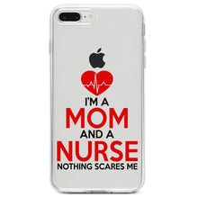 DistinctInk® Clear Shockproof Hybrid Case for Apple iPhone / Samsung Galaxy / Google Pixel - Mom and a Nurse Nothing Scares Me
