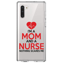 DistinctInk® Clear Shockproof Hybrid Case for Apple iPhone / Samsung Galaxy / Google Pixel - Mom and a Nurse Nothing Scares Me