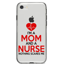DistinctInk® Clear Shockproof Hybrid Case for Apple iPhone / Samsung Galaxy / Google Pixel - Mom and a Nurse Nothing Scares Me