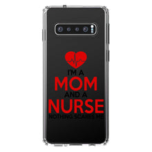 DistinctInk® Clear Shockproof Hybrid Case for Apple iPhone / Samsung Galaxy / Google Pixel - Mom and a Nurse Nothing Scares Me