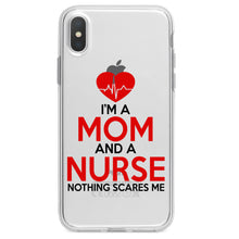 DistinctInk® Clear Shockproof Hybrid Case for Apple iPhone / Samsung Galaxy / Google Pixel - Mom and a Nurse Nothing Scares Me