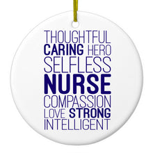DistinctInk® Hanging Ceramic Christmas Tree Ornament with Gold String - Great Gift / Present - 2 3/4 inch Diameter - Thoughtful Caring Hero Selfless Nurse