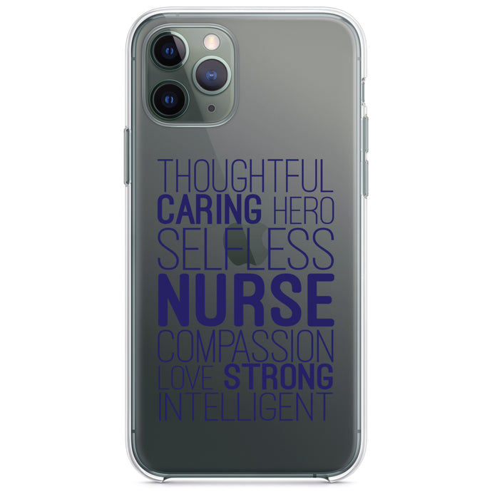 DistinctInk® Clear Shockproof Hybrid Case for Apple iPhone / Samsung Galaxy / Google Pixel - Thoughtful Caring Hero Selfless Nurse
