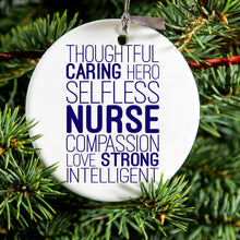 DistinctInk® Hanging Ceramic Christmas Tree Ornament with Gold String - Great Gift / Present - 2 3/4 inch Diameter - Thoughtful Caring Hero Selfless Nurse