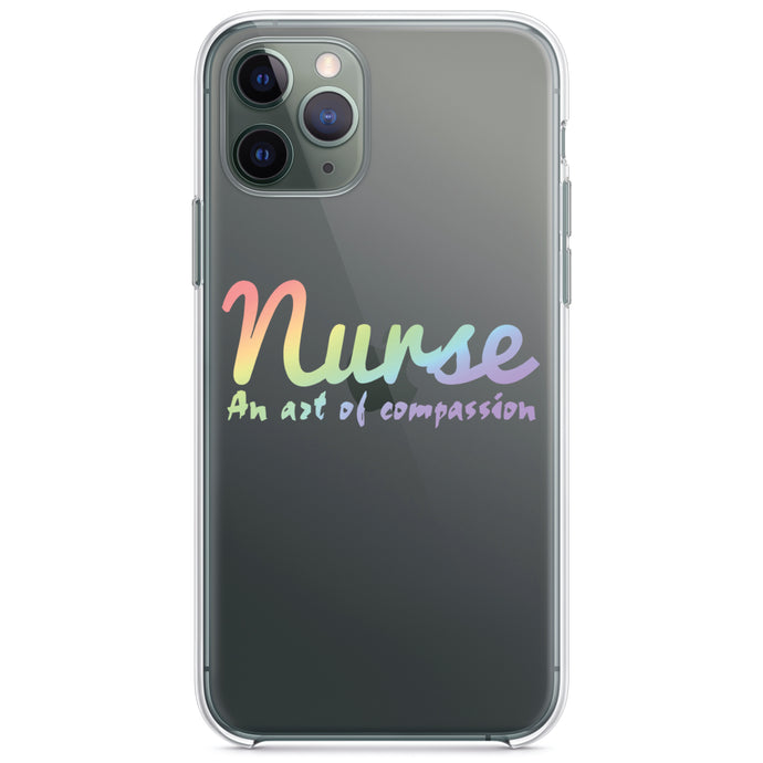DistinctInk® Clear Shockproof Hybrid Case for Apple iPhone / Samsung Galaxy / Google Pixel - Nurse An Art of Compassion