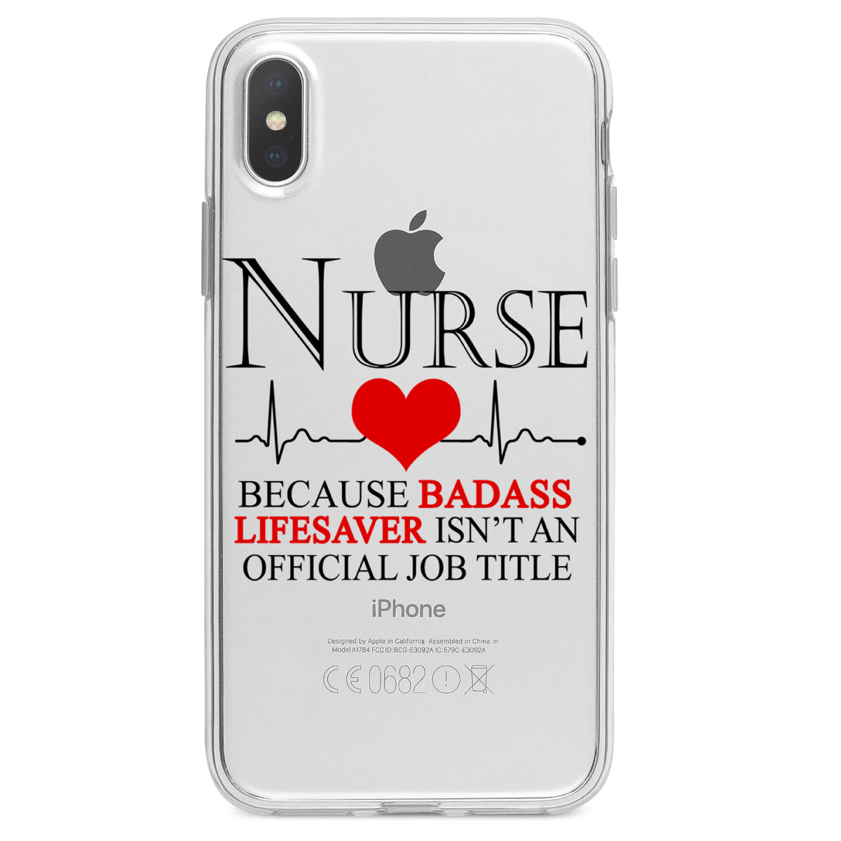 Nurse Because Badass Lifesaver Isn't Title Clear Shockproof iPhone Case, view 3