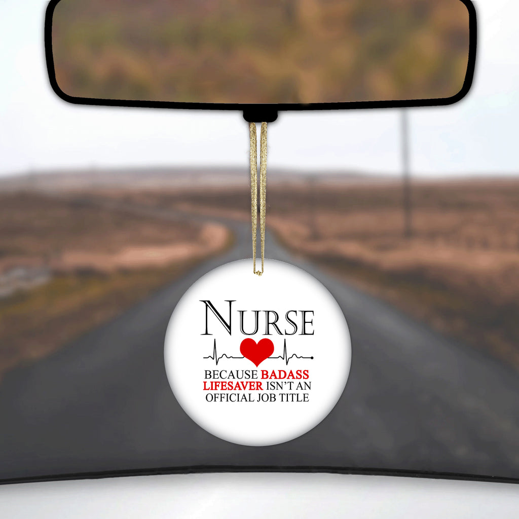 Nurse Because Badass Lifesaver Isn't Title Ceramic Ornament, view 3