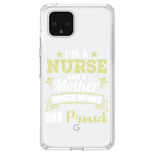 DistinctInk® Clear Shockproof Hybrid Case for Apple iPhone / Samsung Galaxy / Google Pixel - Nurse and a Mother - Busy and Proud