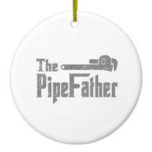 DistinctInk® Hanging Ceramic Christmas Tree Ornament with Gold String - Great Gift / Present - 2 3/4 inch Diameter - The PipeFather - Plumber